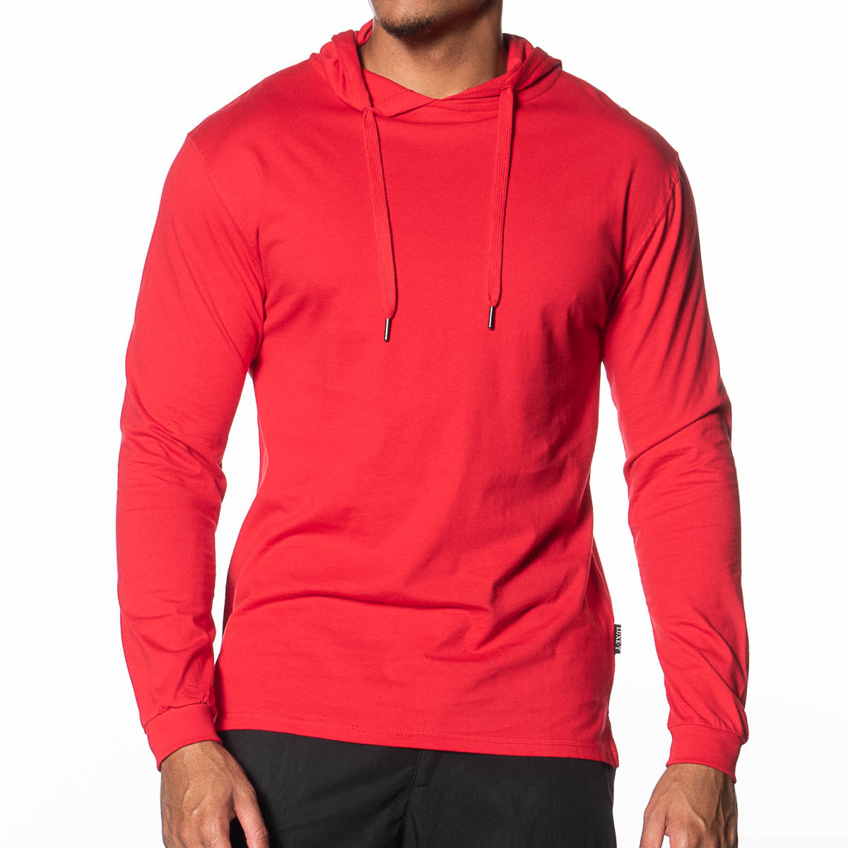 Men's Basic Classic Fit Long Sleeve Hooded T-Shirt Red / 3X