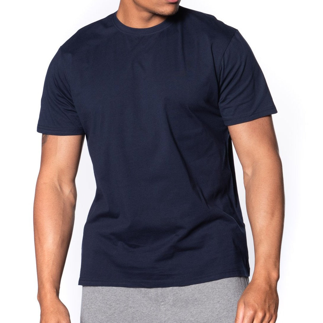 Plain navy crew online neck