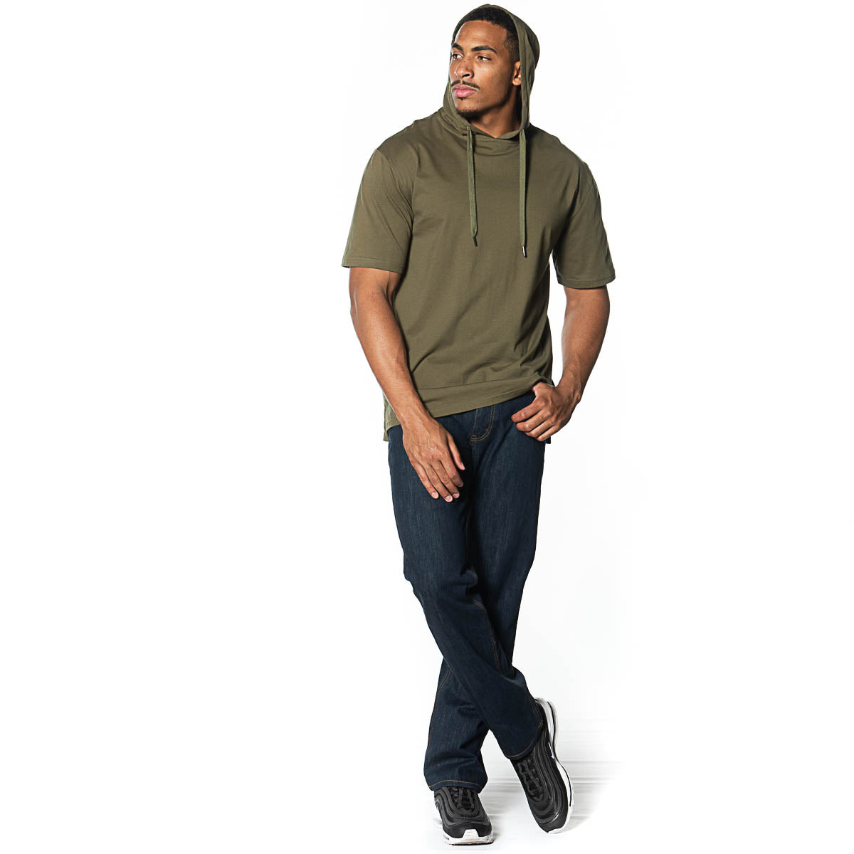 Men s 100 Cotton Basic Classic Fit Short Sleeve Hooded Tee