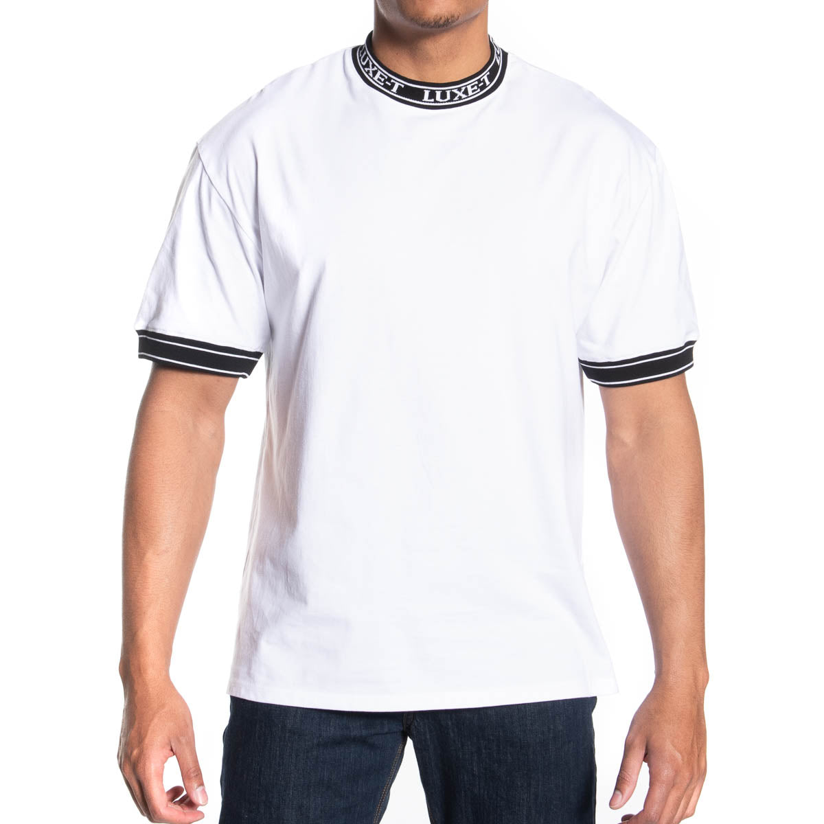 Luxe-T Men's Chain Collar T-Shirt White / 5X