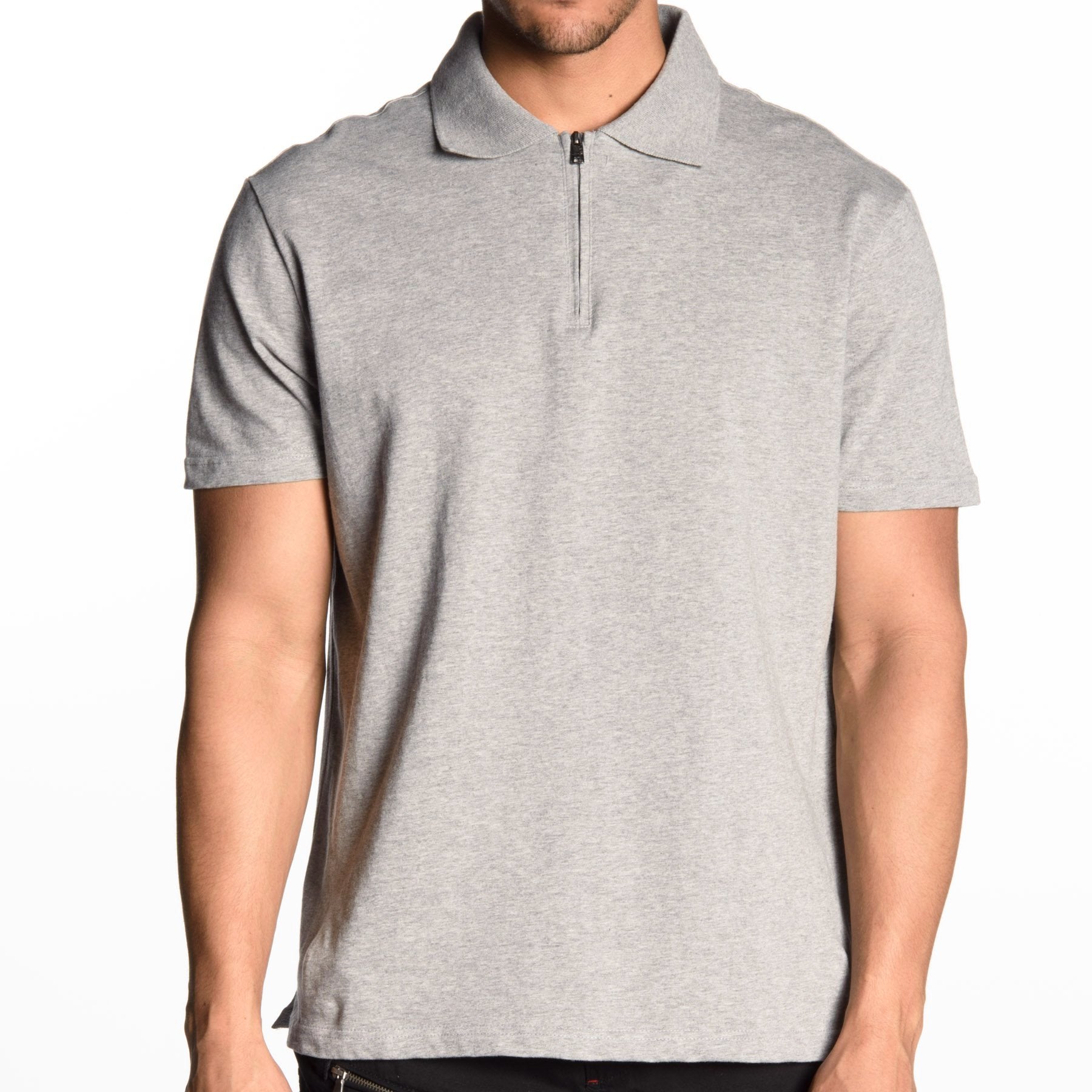 Mens zip polo hot sale shirt