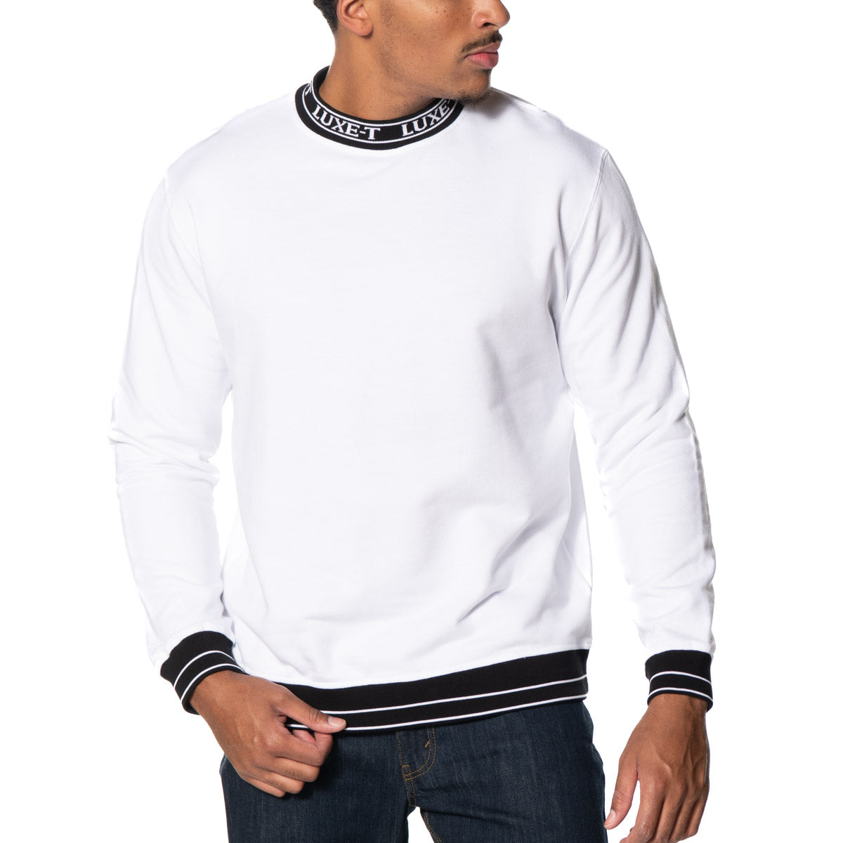 Luxe-T Logo Collar Sweatshirt White / 2x